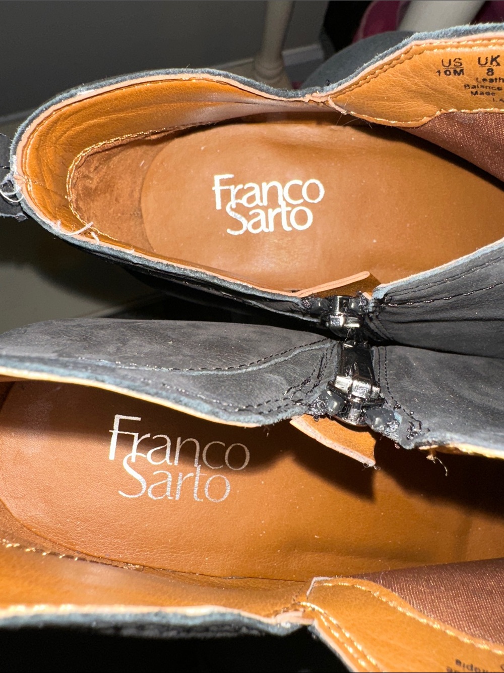 Franco Sarto Women’s Black Suede leather Ankle Booties  Slip-On Low Heel - Picture 8 of 8